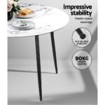 Artiss Dining Table Round Marble Effect 110CM - Image 5