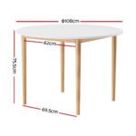 Artiss Dining Table Round White 108CM Diameter Demi - Image 2