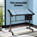 Artiss Drawing Desk Drafting Table Black - Image 5