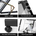 Artiss Drawing Desk Drafting Table Black - Image 6