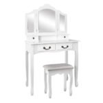 Artiss Dressing Table Stool Set Foldable Mirror White - Image 3