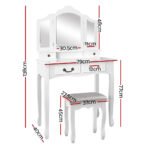 Artiss Dressing Table Stool Set Foldable Mirror White - Image 4