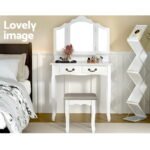 Artiss Dressing Table Stool Set Foldable Mirror White - Image 5