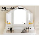 Artiss Dressing Table Stool Set Foldable Mirror White - Image 6