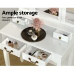 Artiss Dressing Table Stool Set Foldable Mirror White - Image 7