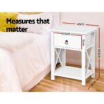 Artiss 2 X Bedside Table 1 Drawer with Shelf - EMMA White - Image 2