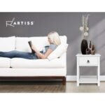 Artiss 2 X Bedside Table 1 Drawer with Shelf - EMMA White - Image 6