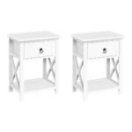 Artiss 2 X Bedside Table 1 Drawer with Shelf - EMMA White - Image 7
