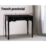Artiss Console Table 3 Drawers Black Hamptons - Image 4