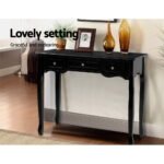 Artiss Console Table 3 Drawers Black Hamptons - Image 6