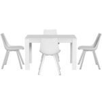 1 Artiss Dining Table and 4 Chairs Set Rectangle White - Image 3