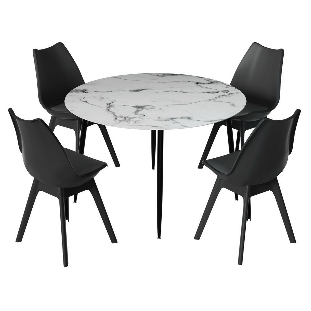 DSET-MAR75-55Y-BKX4-217083-00.jpg 1 Artiss Dining Table and 4 Chairs Set Marble Black - Image 1