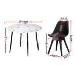 1 Artiss Dining Table and 4 Chairs Set Marble Black - Image 2