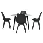 1 Artiss Dining Table and 4 Chairs Set Marble Black - Image 3
