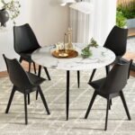 1 Artiss Dining Table and 4 Chairs Set Marble Black - Image 7
