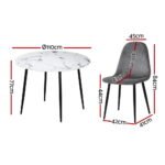 1 Artiss Dining Table and 4 Chairs Set Marble Grey - Image 2