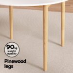 1 Artiss Dining Table and 4 Chairs Set Wishbone Wood - Image 5