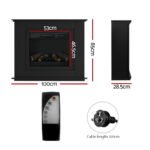 Devanti Electric Fireplace Fire Heater 2000W Black - Image 2