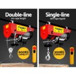 Giantz Electric Hoist Winch 300/600KG Cable 18M Rope Tool Remote Chain Lifting - Image 4