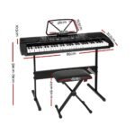 Alpha 61 Keys Electronic Piano Keyboard Digital Electric w/ Stand Stool Black - Image 2