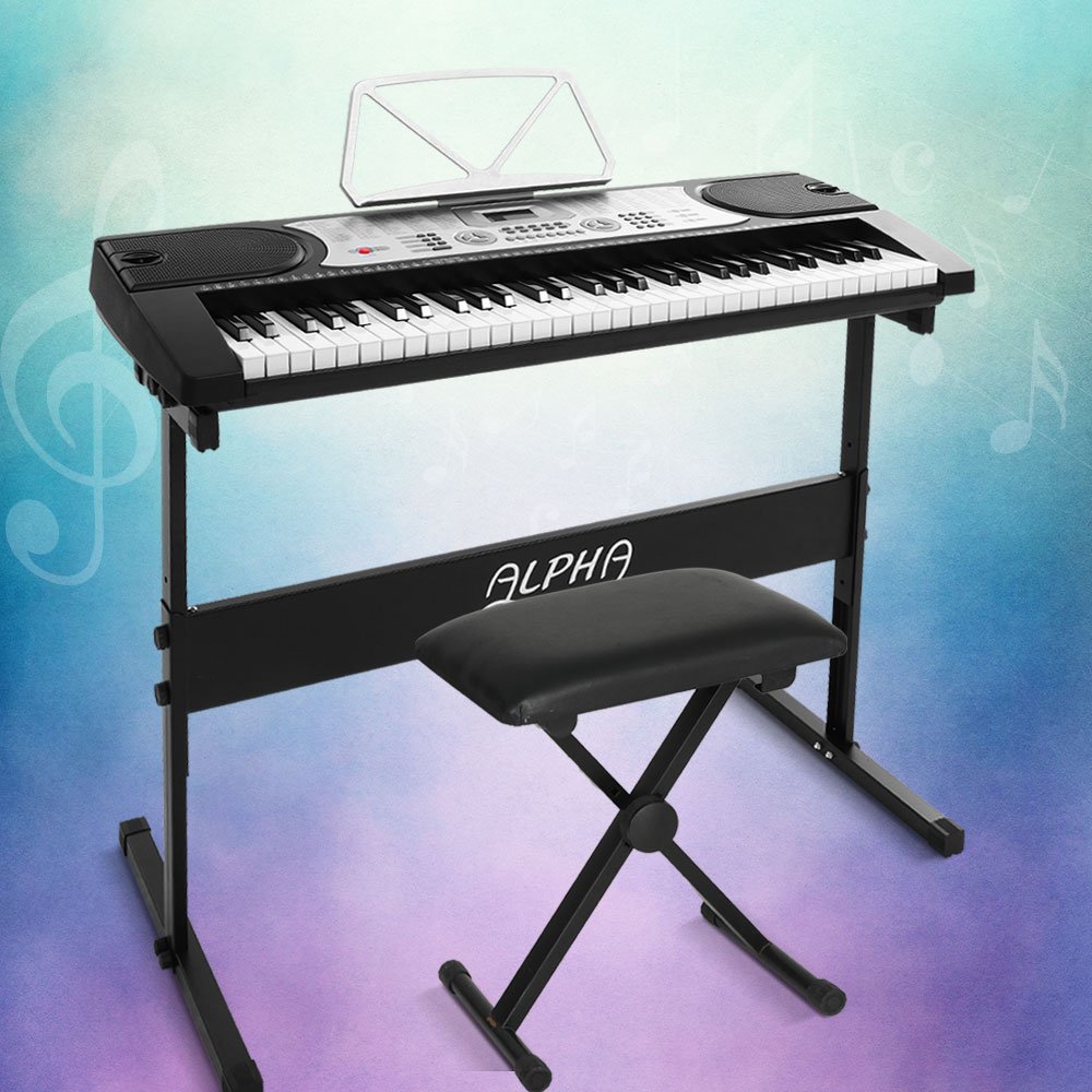 EK-JK-60-SL-H-B01-149282-06.jpg Alpha 61 Keys Electronic Piano Keyboard Digital Electric w/ Stand Stool Silver - Image 1