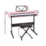 Alpha 61 Keys Electronic Piano Keyboard Digital Electric w/ Stand Stool Pink - Image 2