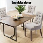 Artiss Dining Chairs Set of 4 Linen French Provincial Beige - Image 4