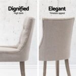 Artiss Dining Chairs Set of 4 Linen French Provincial Beige - Image 6