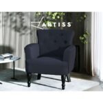 Artiss Armchair Wingback Charcoal Lothair - Image 6