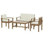 Gardeon 4-Piece Outdoor Sofa Set Wooden Couch Lounge Setting - Image 7