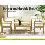 Gardeon 4-Piece Outdoor Sofa Set Wooden Couch Lounge Setting - Image 4