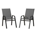 Gardeon 2PC Outdoor Dining Chairs Stackable Lounge Chair Patio Furniture Grey