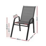 Gardeon 2PC Outdoor Dining Chairs Stackable Lounge Chair Patio Furniture Grey - Image 2