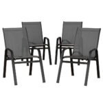 Gardeon 4PC Outdoor Dining Chairs Stackable Lounge Chair Patio Furniture Grey