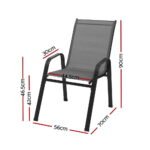 Gardeon 6PC Outdoor Dining Chairs Stackable Lounge Chair Patio Furniture Grey - Image 2