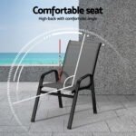 Gardeon 6PC Outdoor Dining Chairs Stackable Lounge Chair Patio Furniture Grey - Image 5