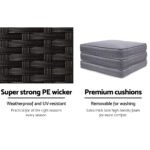 Gardeon 5-Piece Outdoor Bar Set Dining Table Stools Wicker Patio Setting - Image 7