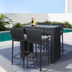 Gardeon 5-Piece Outdoor Bar Set Dining Table Stools Wicker Patio Setting - Image 8