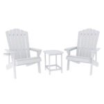 Gardeon Outdoor Table and Chairs HDPE Adirondack Beach Chair Sun Lounge Patio Furniture Garden White