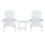 Gardeon Outdoor Table and Chairs HDPE Adirondack Beach Chair Sun Lounge Patio Furniture Garden White - Image 3