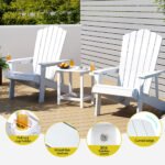 Gardeon Outdoor Table and Chairs HDPE Adirondack Beach Chair Sun Lounge Patio Furniture Garden White - Image 5