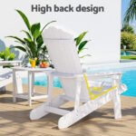 Gardeon Outdoor Table and Chairs HDPE Adirondack Beach Chair Sun Lounge Patio Furniture Garden White - Image 6