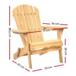 Gardeon Adirondack Outdoor Chairs Wooden Beach Chair Patio Furniture Garden Natural - Image 2
