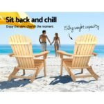 Gardeon Adirondack Outdoor Chairs Wooden Beach Chair Patio Furniture Garden Natural - Image 4