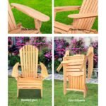 Gardeon Adirondack Outdoor Chairs Wooden Beach Chair Patio Furniture Garden Natural - Image 6