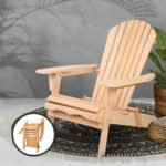 Gardeon Adirondack Outdoor Chairs Wooden Beach Chair Patio Furniture Garden Natural - Image 7