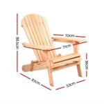 Gardeon Adirondack Outdoor Chairs Wooden Beach Chair Patio Furniture Garden Natural Set of 2 - Image 2