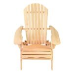 Gardeon Adirondack Outdoor Chairs Wooden Beach Chair Patio Furniture Garden Natural Set of 2 - Image 3