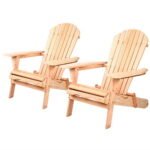Gardeon Adirondack Outdoor Chairs Wooden Beach Chair Patio Furniture Garden Natural Set of 2 - Image 7