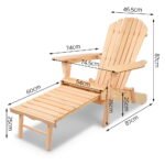 Gardeon Adirondack Outdoor Chairs Wooden Sun Lounge Patio Furniture Garden Natural - Image 2